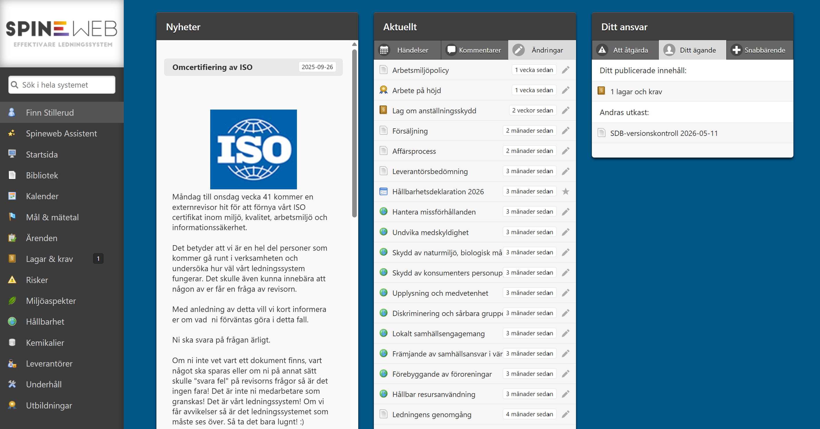 Spineweb startsida - nyheter, aktuellt och ditt ansvar